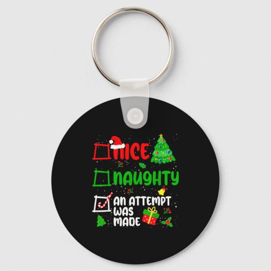 Funny Nice Naughty An Attempt Was Made List Xmas S Sleutelhanger (Voorkant)