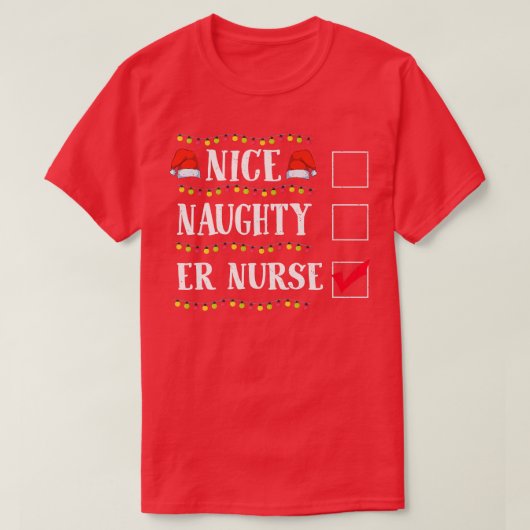 Funny Nice Naughty op de kerstkerstman T-shirt (Design voorkant)