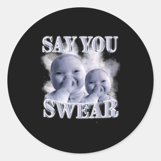 Funny Niche Baby Gen Z Meme Ai Viral Giggling Ai L Ronde Sticker (Voorkant)