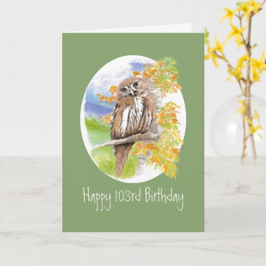 Funny Night Owl 103rd Birthday OUder Custom Kaart (Gele Bloem)