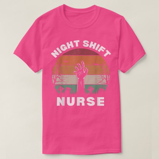 Funny Night Shift Nurse Skeleton Halloween RN Nurs T-shirt (Design voorkant)