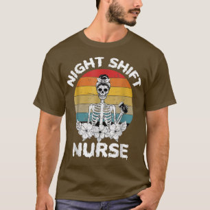 Funny Night Shift Zurse Skeleton Halloween Rn Nurs T-shirt