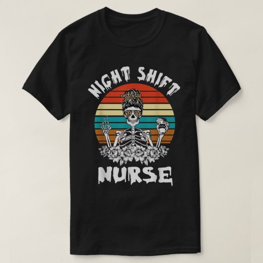 Funny Night Shift Zurse Skeleton Halloween T-shirt (Design voorkant)