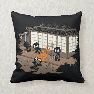 Funny Ninja Fire Fail Cartoon Kussen