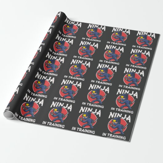 Funny Ninja Kind in opleiding Cadeaupapier (Uitgerold)