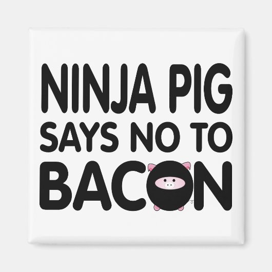 Funny Ninja Pig zegt nee tegen Bacon Magneet (Voorkant)
