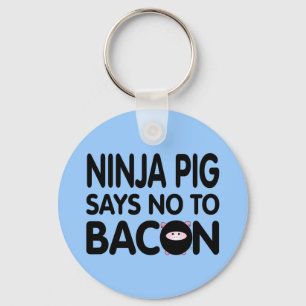 Funny Ninja Pig zegt nee tegen Bacon Sleutelhanger
