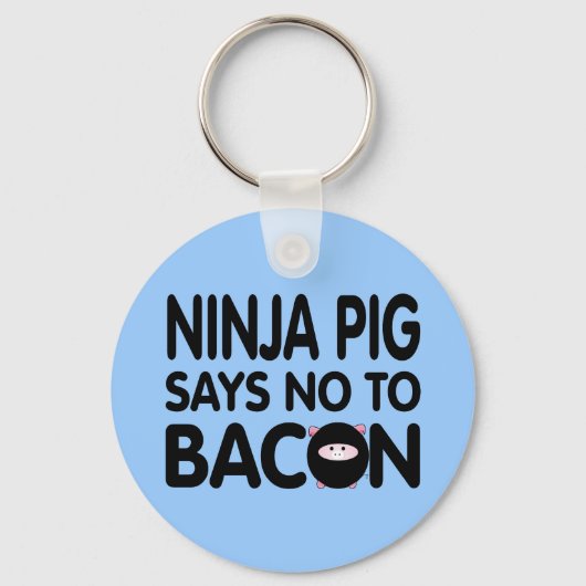 Funny Ninja Pig zegt nee tegen Bacon Sleutelhanger (Voorkant)