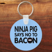 Funny Ninja Pig zegt nee tegen Bacon Sleutelhanger (Voorkant)