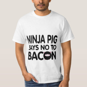 Funny Ninja Pig zegt nee tegen Bacon T-shirt