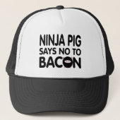 Funny Ninja Pig zegt nee tegen Bacon Trucker Pet (Voorkant)