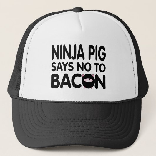 Funny Ninja Pig zegt nee tegen Bacon Trucker Pet (Voorkant)