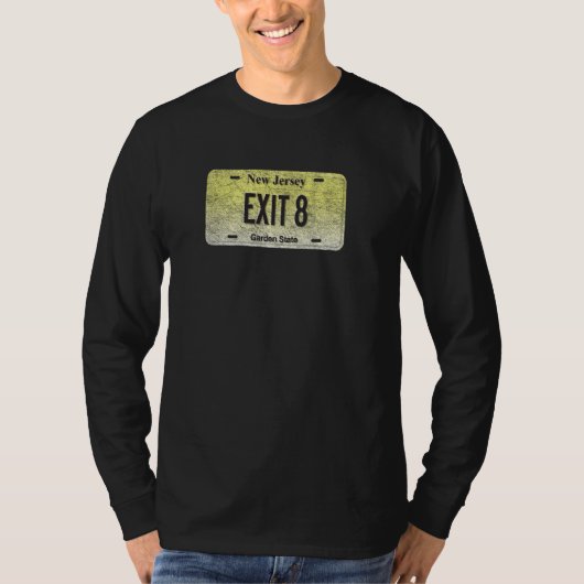 Funny Nj State Vanity Bord Exit 8 T-shirt (Voorkant)