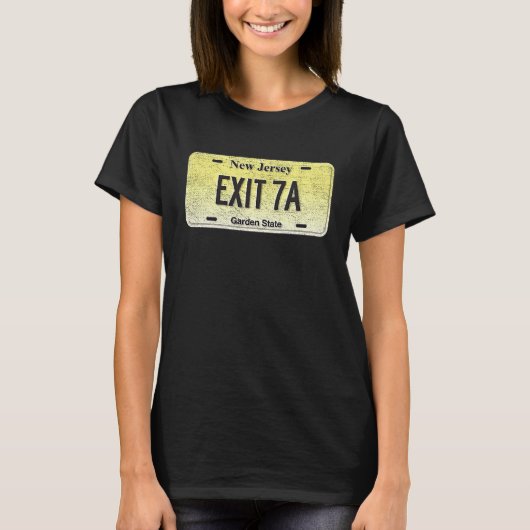 Funny NJ State Vanity License Bord EXIT 7A T-shirt (Voorkant)