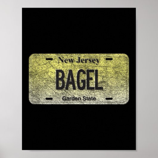 Funny Nj State Vanity License Plate Bagel Poster (Voorkant)