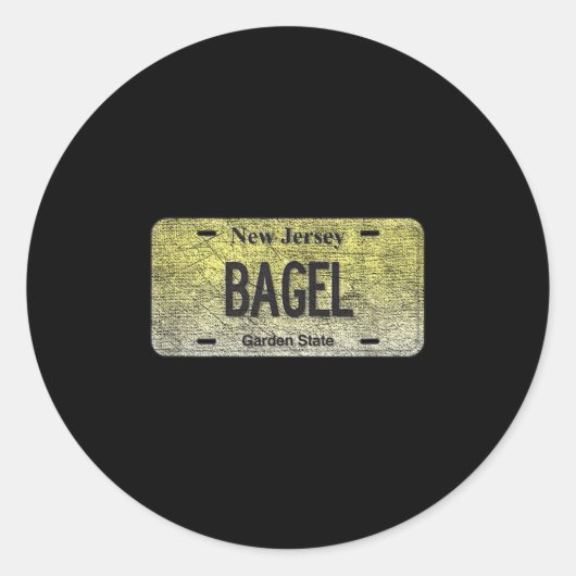 Funny Nj State Vanity License Plate Bagel Ronde Sticker (Voorkant)