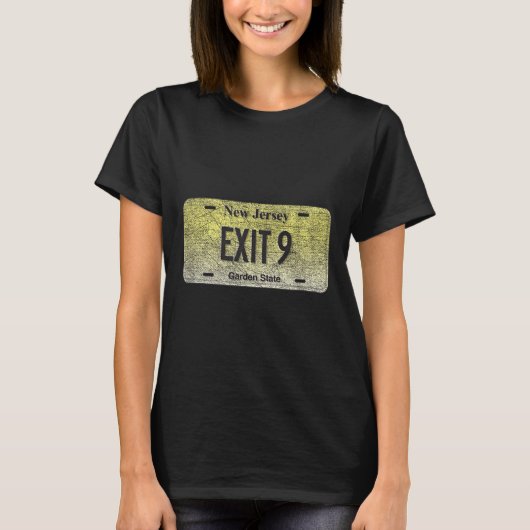 Funny Nj State Vanity License Plate Exit 9 T-shirt (Voorkant)