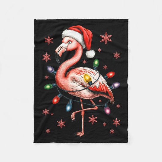 Funny Nk Flamingo Christmas Tree Lights Xmas Snowf Fleece Deken (Voorkant)