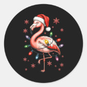 Funny Nk Flamingo Christmas Tree Lights Xmas Snowf Ronde Sticker (Voorkant)