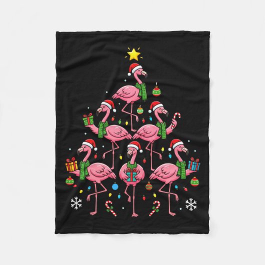 Funny Nk Flamingo Christmas Tree Santa Hats Holida Fleece Deken (Voorkant)