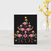 Funny Nk Flamingo Christmas Tree Santa Hats Holida Kaart (Gele Bloem)