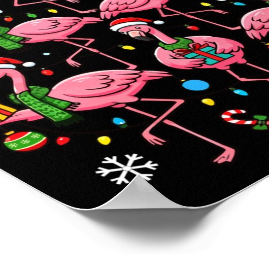 Funny Nk Flamingo Christmas Tree Santa Hats Holida Poster (Hoek)