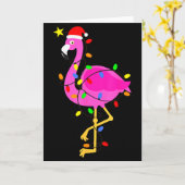 Funny Nk Flamingo In Santa Hat Christmas In July M Kaart (Gele Bloem)