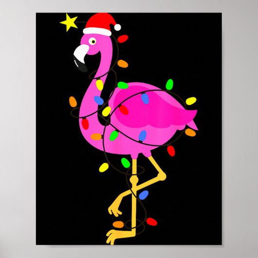Funny Nk Flamingo In Santa Hat Christmas In July M Poster (Voorkant)