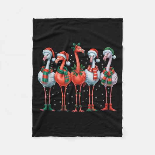 Funny Nk Flamingos Merry Christmas Tree Xmas Snowf Fleece Deken (Voorkant)