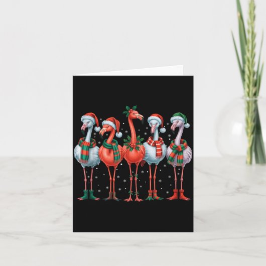Funny Nk Flamingos Merry Christmas Tree Xmas Snowf Kaart (Voorkant)
