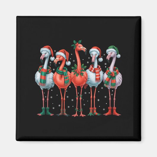 Funny Nk Flamingos Merry Christmas Tree Xmas Snowf Magneet (Voorkant)