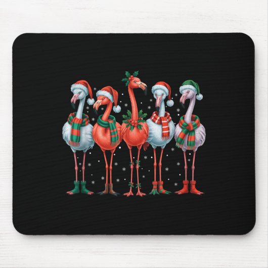 Funny Nk Flamingos Merry Christmas Tree Xmas Snowf Muismat (Voorkant)
