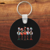 Funny Nk Flamingos Merry Christmas Tree Xmas Snowf Sleutelhanger (Voorkant)