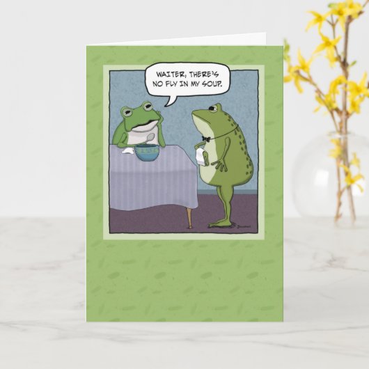 Funny No Fly for Frog Birthday Kaart (Gele Bloem)