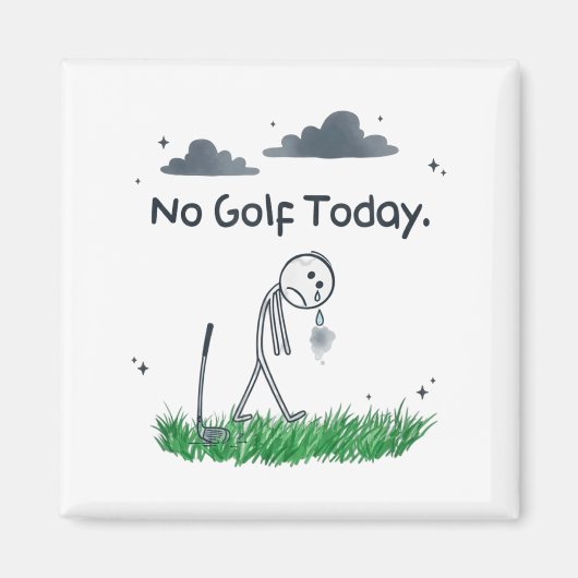 Funny No Golf Today Sad Stickman Golfer Golfers Me Magneet (Voorkant)