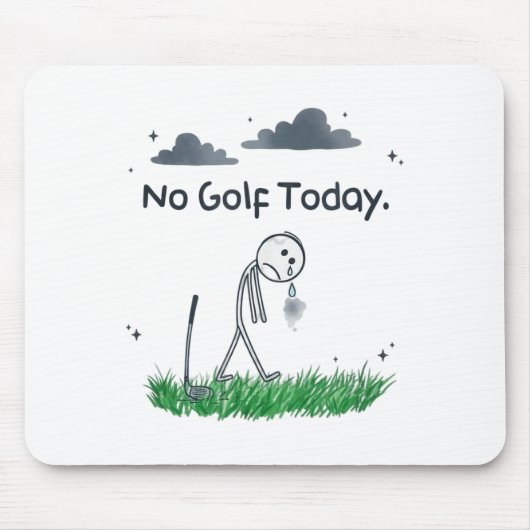 Funny No Golf Today Sad Stickman Golfer Golfers Me Muismat (Voorkant)