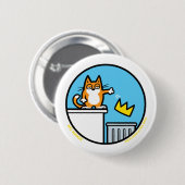 Funny No Kings Cat Cartoon Buttons (Voorkant /achterkant)