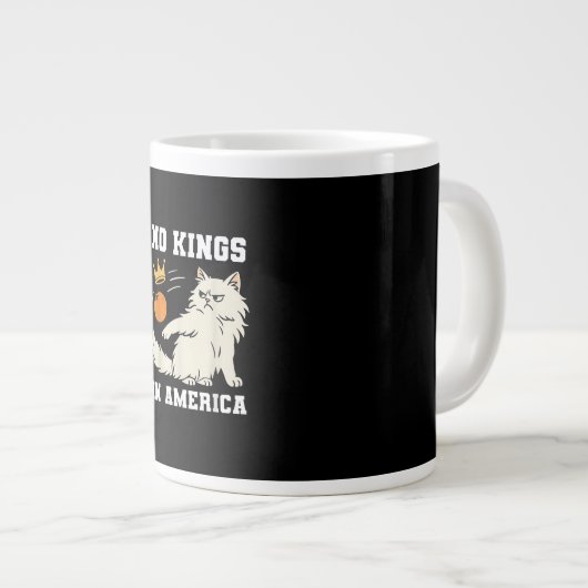 Funny No Kings in America Retro Classic Style Grote Koffiekop (Voorkant rechts)