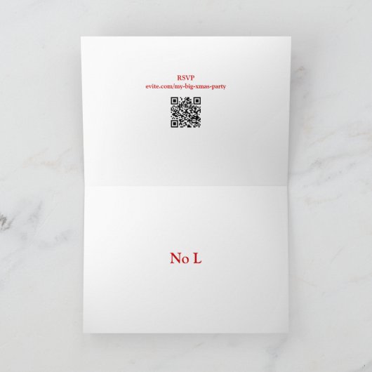 Funny "No L" (Noel) voor Kerstmis, QR-code Feestdagen Kaart (Binnen)