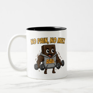 Funny "No Pain, No Melt" Chocolate Gym Mug Tweekleurige Koffiemok