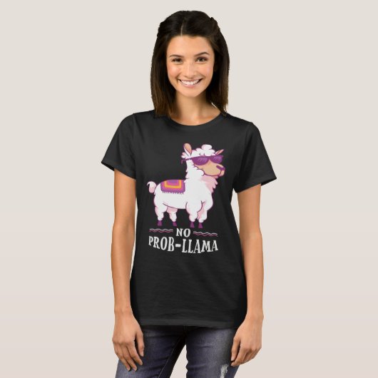 Funny No Prob-Llama Alpaca Lover T-shirt (Voorkant volledig)