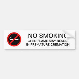 Funny NO SMOKING-teken voor benzinestations of mec Bumpersticker