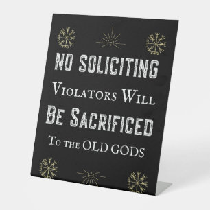 Funny No Soliciting Pagan Norse runt oude goden Reclamebord Met Voetstuk