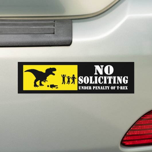 Funny No Soliciting T-Rex Bumpersticker (Op auto)