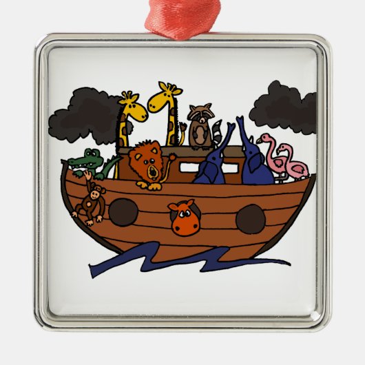 Funny Noah's Ark Cartoon Metalen Ornament (Voorkant)
