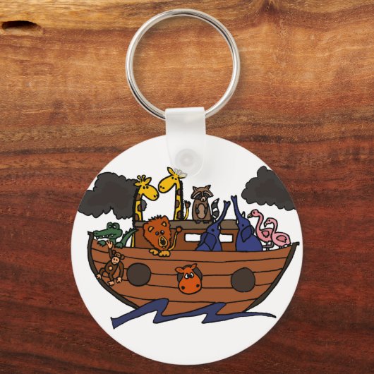 Funny Noah's Ark Cartoon Sleutelhanger (Voorkant)