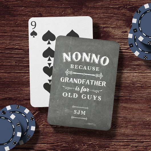 Funny Nonno Grandfather Monogram Pokerkaarten