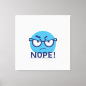 Funny Nope Emoji – Blue Angry Face with Glasses Canvas Afdruk (Voorkant)