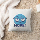 Funny Nope Emoji Pillow – Blue Angry Face with Gla Kussen (Deken)