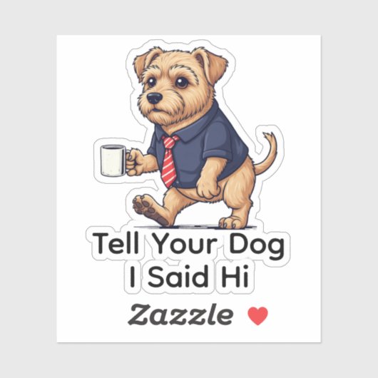 Funny Norfolk Terrier Dog Business Suit Coffee  Sticker (Vel)
